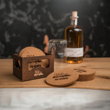 Lade das Bild in den Galerie-Viewer, Glasuntersetzer Kork mit Holzkiste 6er-Set